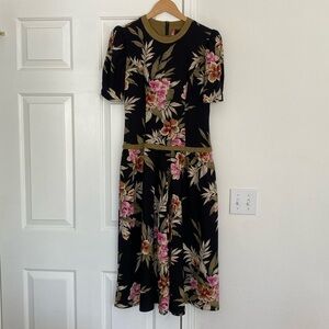 Positive Attitude vintage drop waist dress with Hawaiian print.